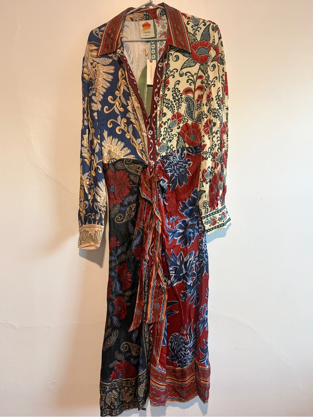 Farm Rio Anthropologie button front tie waist floral midi dress new with tags - Picture 3 of 7